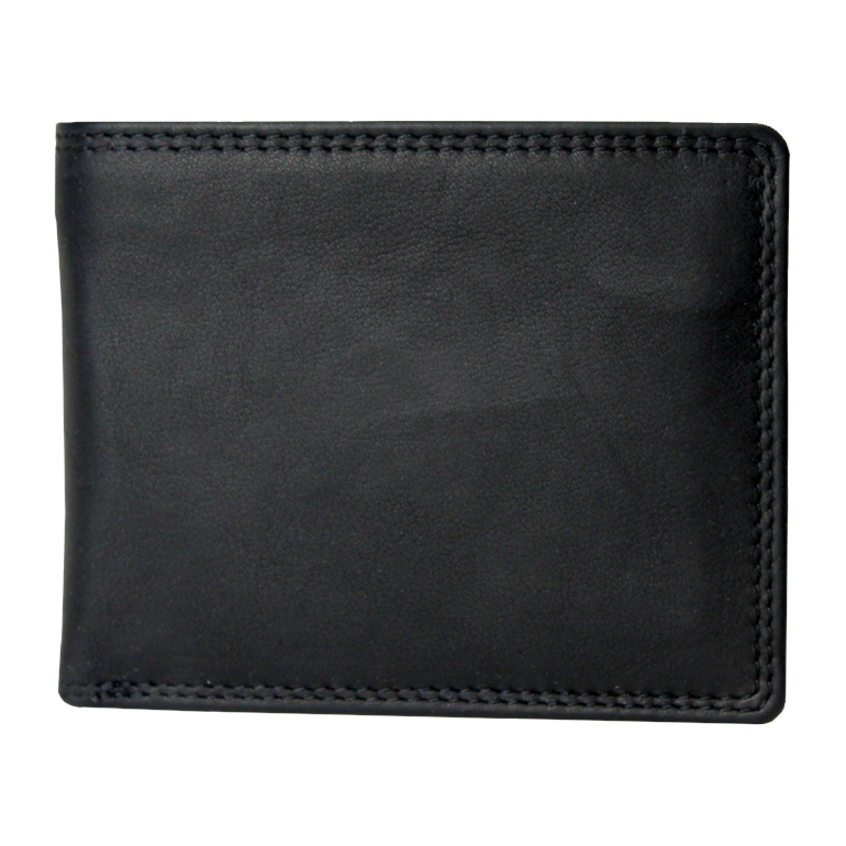 Rugged Earth Black Leather Bifold Wallet 880008