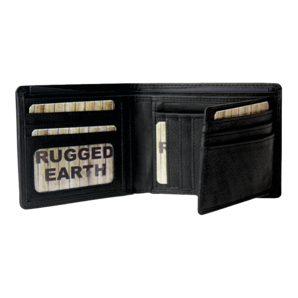 Rugged Earth Black Leather Bifold Wallet 880008